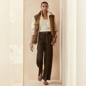 NWT! Banana Republic Olive Green High-Rise Wide-Leg Italian Wool-Blend Pant💛